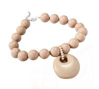 Ktrezs Collier en perles acryliques épaisse et imposante, collier à pendentif grandiose pour femmes, collier fait main Beige