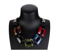 Ktrezs Collier épais Collier en chaîne cubaine acrylique Collier de résine géométrique Déclaration de style Colliers chokers larges Collier mode pour femmes Bijoux délicats Colorful