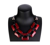 Ktrezs Collier épais Collier en chaîne cubaine acrylique Collier de résine géométrique Déclaration de style Colliers chokers larges Collier mode pour femmes Bijoux délicats red