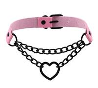 Ktrezs Collier Ras Du Cou En Cuir Gothique Multicolore Collier Ras Du Cou Chaîne Noire Coeur De Pêche Réglable Vintage Pour Femmes Hommes Collier Clavicule Exagérer Sexy pink