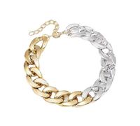 Ktrezs Punk Hip Hop Thick Block Necklace Bracelet Bracelet Collier Court Collier or Argent Fermoir Large Homme Femme gold Silver