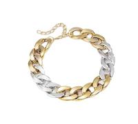 Ktrezs Punk Hip Hop Thick Block Necklace Bracelet Bracelet Collier Court Collier or Argent Fermoir Large Homme Femme Silver gold
