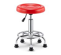 Ktrezs Round Rolling Taboule PU Cuir Shop Taboure, Roues Ne S'enroule Pas Autour des Cheveux, Chargement 300ibs Hauteur Réglable Revêtement De Travail Spa Spa Shop Salon Ta Red