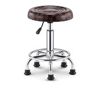 Ktrezs Round Rolling Taboule PU Cuir Shop Taboure, Roues Ne S'enroule Pas Autour des Cheveux, Chargement 300ibs Hauteur Réglable Revêtement De Travail Spa Spa Shop Salon Ta Brown