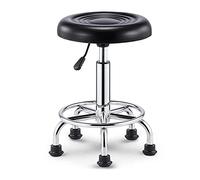 Ktrezs Round Rolling Taboule PU Cuir Shop Taboure, Roues Ne S'enroule Pas Autour des Cheveux, Chargement 300ibs Hauteur Réglable Revêtement De Travail Spa Spa Shop Salon Ta Black