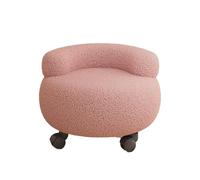 Ktrezs Siège Roulant Bas en Tissu,360 ° Rolling Tabouret avec Dossier Rolling Tabouret avec Roues Universelles Step Low Round Rolling Tabouret avec Roues Pink