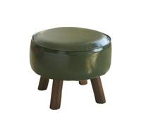 Ktrezs Tabouret de Pied Rond Pouf Pouf, 30/35 cm de Pied en Cuir avec des Jambes en Bois Non salides, Petits Ottomans de felloque Green-35cm