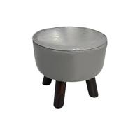 Ktrezs Tabouret de Pied Rond Pouf Pouf, 30/35 cm de Pied en Cuir avec des Jambes en Bois Non salides, Petits Ottomans de felloque Grey-35cm
