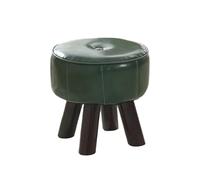 Ktrezs Tabouret De Pied Rond Pouf Pouf, Rose De Pied en Cuir Imperméable avec des Jambes en Bois Non Salides, Petits Ottomans De Felloque, Tabouret De Pas De Repose-Pied E