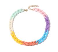Ktrezs Vintage Hip Hop Résine Acrylique Collier Exagération Coloré Cuba Chaîne Collier Mode Vêtements Bijoux A