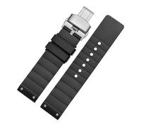 KTRSAVSSA Bracelet de montre compatible avec Cartier Santos 100 en caoutchouc noir for homme et femme, accessoire en silicone, 23 mm(A-Black silver clasp)