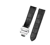 KTRSAVSSA Bracelet de montre en cuir compatible avec le bracelet Cartier Santos Santos 100 for homme et femme, boucle déployante 20 mm 23 mm(Black Silver Buckle,20mm)