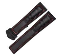 KTRSAVSSA Bracelet de montre en cuir compatible avec Tag Heuer Carrera, Monaco F1 Series, respirant, 22 mm, avec outils(Black red black)