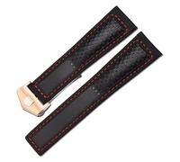 KTRSAVSSA Bracelet de montre en cuir compatible avec Tag Heuer Carrera, Monaco F1 Series, respirant, 22 mm, avec outils(Black red rose gold)