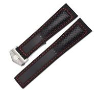 KTRSAVSSA Bracelet de montre en cuir compatible avec Tag Heuer Carrera, Monaco F1 Series, respirant, 22 mm, avec outils(Black Red Silver)