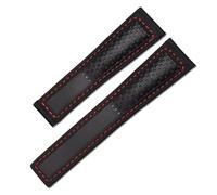 KTRSAVSSA Bracelet de montre en cuir compatible avec Tag Heuer Carrera, Monaco F1 Series, respirant, 22 mm, avec outils(Black red No buckle)