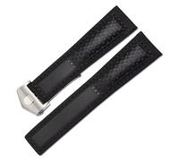 KTRSAVSSA Bracelet de montre en cuir compatible avec Tag Heuer Carrera, Monaco F1 Series, respirant, 22 mm, avec outils(Black Silver)
