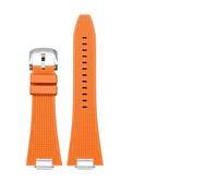 KTRSAVSSA Bracelet de montre en silicone à dégagement rapide 27 mm, compatible avec Tissot PRX T137.407 T137.410, bracelet en caoutchouc fluoré for homme(Orange-silver)
