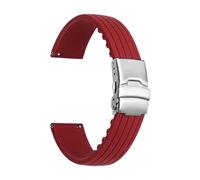 KTRSAVSSA Bracelet en silicone 22 mm compatible avec Swatch X Blancpain Fifty Fathoms Five Ocean Diving, boucle déployante à dégagement rapide, outils for bracelets de montre(Dark red)