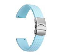KTRSAVSSA Bracelet en silicone 22 mm compatible avec Swatch X Blancpain Fifty Fathoms Five Ocean Diving, boucle déployante à dégagement rapide, outils for bracelets de montre(Light blue)