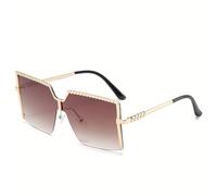KTUCN Grandes lunettes de soleil monobloc sans monture pour femmes, verres dégradés colorés, motif océan, pour la plage, thé, BH01