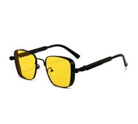KTUCN Lunettes de soleil à monture métallique punk, anti-UV400, style rétro, accessoires de voyage, photos de rue, décoration, jaune, longueur des branches : 145 mm