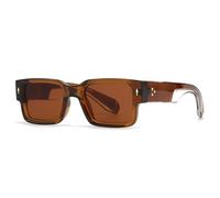 KTUCN Lunettes de soleil à rivets pour homme, style vintage punk, dégradé, vert foncé, UV400, marron, A