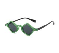 KTUCN Lunettes de soleil carrées polygonales tendance pour femmes, verres transparents, verres océan, UV400, rivets tendance, motif thé