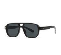 KTUCN Lunettes de soleil carrées rétro à double pont pour femmes, verres dégradés UV400, rivets tendance, pour hommes, h, noir et gris