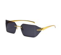 KTUCN Lunettes de soleil de sport tendance sans monture pour hommes, verres de protection UV en métal, verres dégradés de couleurs élégants, dorés, BH01