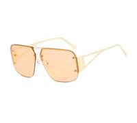 KTUCN Lunettes de soleil demi-montures ajourées pour femmes, grande taille, dégradé de couleur, miroir, champagne, BH01