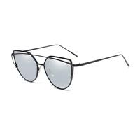 KTUCN Lunettes de soleil œil de chat tendance pour femmes, verres miroir, style vintage, or rose, C13, noir et argent, BH01