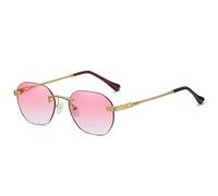 KTUCN Lunettes de soleil marron sans monture en métal doré pour femme, verres dégradés bleus, tendance, UV400, 06 or, rose, A