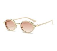 KTUCN Lunettes de soleil ovales à monture métallique tendance style hip-hop UV400, petite monture, style années 90, pour femme