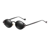 KTUCN Lunettes de soleil ovales gothiques steampunk pop sculptées pour femmes et hommes, monture mate, UV400, 01 noir, hauteur des verres : 38 mm