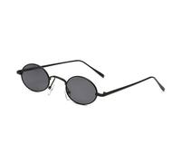KTUCN Lunettes de soleil ovales vintage style steampunk pour hommes et femmes, petites lunettes de soleil en métal, style rétro pour la conduite, C1BlackGrey, BH01