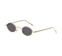 KTUCN Lunettes de soleil ovales vintage style steampunk pour hommes et femmes, petites lunettes de soleil en métal, style rétro pour la conduite, C5GoldGrey, BH01