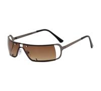 KTUCN Lunettes de soleil ovales Y2K en métal, style jeune fille, style punk, dégradé de thé, 130 mm