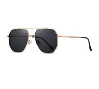 KTUCN Lunettes de soleil polarisées pour hommes et femmes, monture en métal, pour la conduite et la pêche, gris doré, C