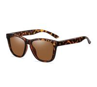 KTUCN Lunettes de soleil polarisées pour hommes et femmes, verres miroir pour la conduite et la pêche, protection UV400, style rétro classique, motif léopard, thé, HFA, 001