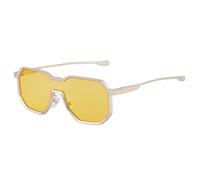 KTUCN Lunettes de soleil punk en métal pour hommes, verres monoblocs populaires, pare-soleil miroir pour femmes, dégradé de couleurs, protection UV400, C3Yellow, BH01