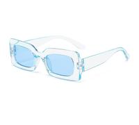 KTUCN Lunettes de soleil rectangulaires tendance pour femmes, montures vintage, style rétro punk, petites, bleu clair, autres