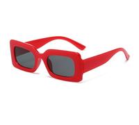 KTUCN Lunettes de soleil rectangulaires tendance pour femmes, montures vintage, style rétro punk, petites, rouge et gris, autres