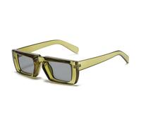 KTUCN Lunettes de soleil rectangulaires vintage pour femmes, style punk, petite monture, pour hommes, UV400, tendance, vert, noir, A