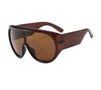 KTUCN Lunettes de soleil rétro à grande monture pour femmes, teinte thé, protection UV400, monture monobloc tendance pour homm