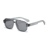 KTUCN Lunettes de soleil rétro carrées à double pont pour femmes, verres transparents dégradés, UV400, rivets, style punk, h, thé noir