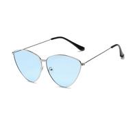 KTUCN Lunettes de soleil rétro œil de chat triangulaires couleur océan pour femmes, tendance, colorées, vintage, 07 bleu, BH01