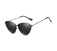 KTUCN Lunettes de soleil rétro œil de chat triangulaires couleur océan pour femmes, tendance, colorées, vintage, 01, noir et gris, BH01
