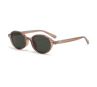 KTUCN Lunettes de soleil rétro ovales pour femmes et hommes, petites, rivets, tendance, UV400, thé, A