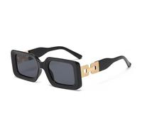KTUCN Lunettes de soleil rétro pour femmes et hommes, tendance, monture diamant rose, branches connectées, noires, 145 mm